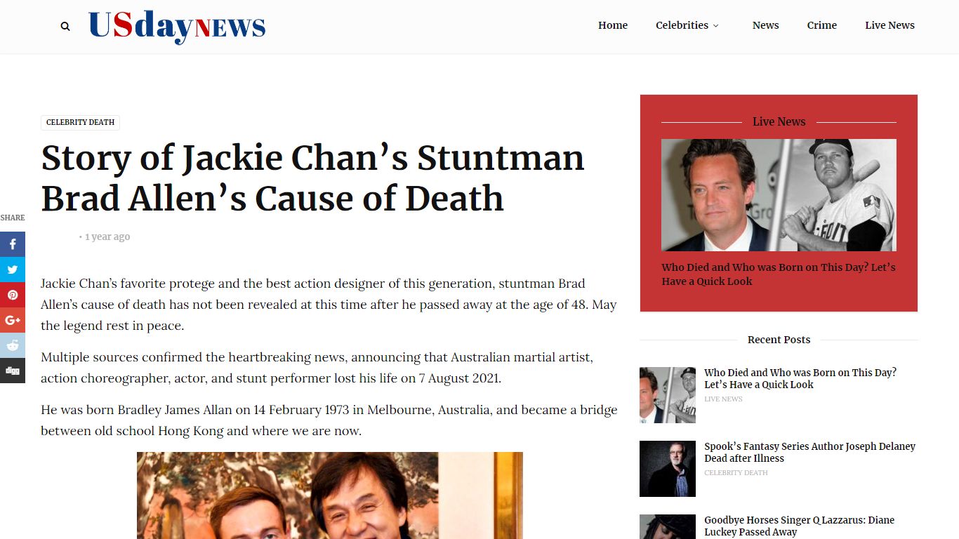 Story of Jackie Chan’s Stuntman Brad Allen’s Cause of Death