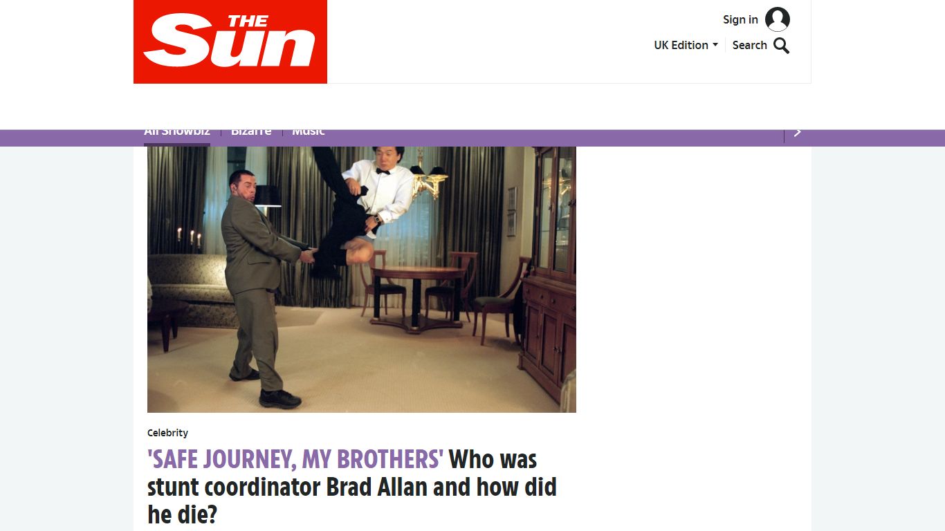 Who was stunt coordinator Brad Allan and how did he die?